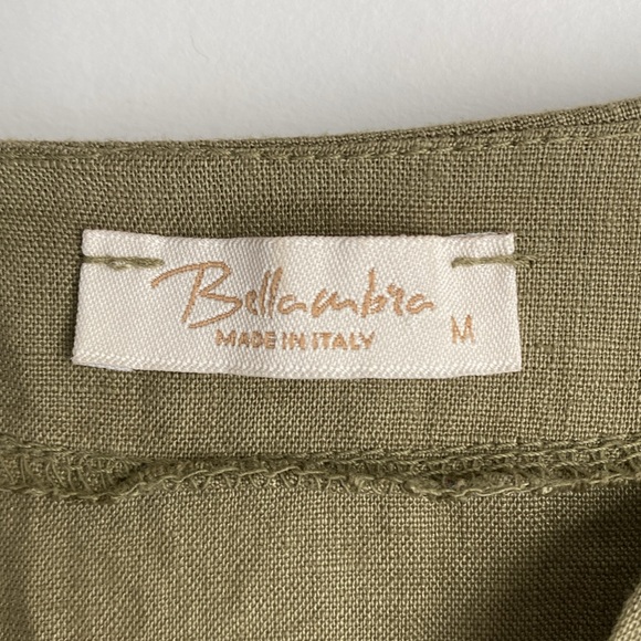 Bellambra Olive Green V-Neck 100% Linen Dress Made‎ in Italy - Size Medium - Picture 9 of 12